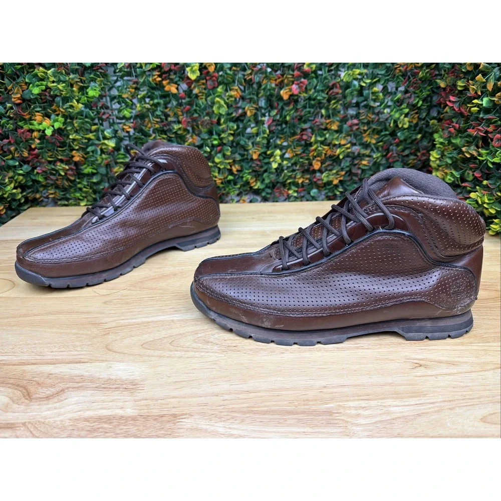 Timberland Euro Dub Hiker Boots Chocolate Brown Leather Y2K RARE‎ Classic Men 11